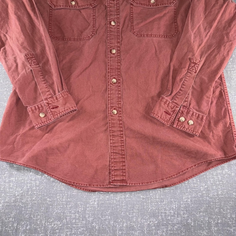 L.L. Bean Shirt Mens Medium Red Canvas Long Sleeve Button Up Casual Workwear - Picture 4 of 8